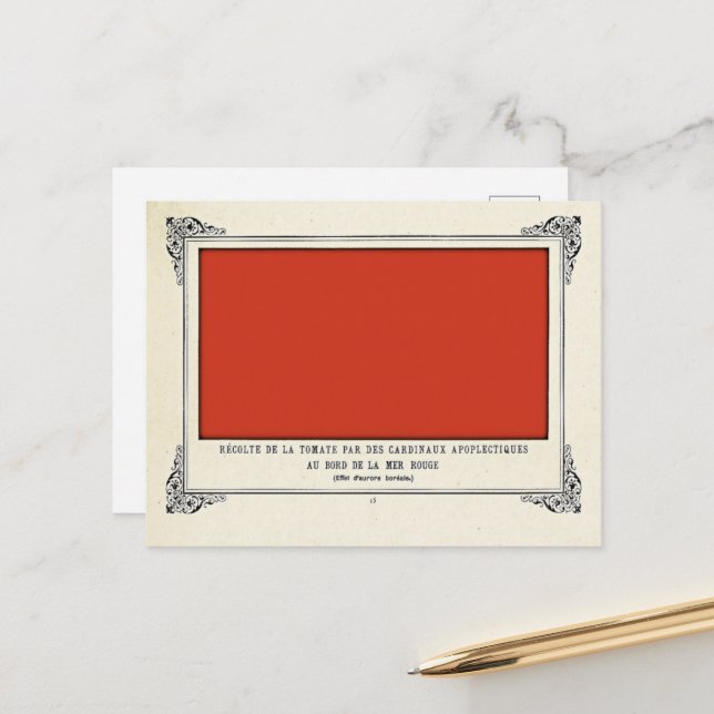 Alphonse Allais, April Fools, Red, Abstract Art Postcard (Front/Back In Situ)