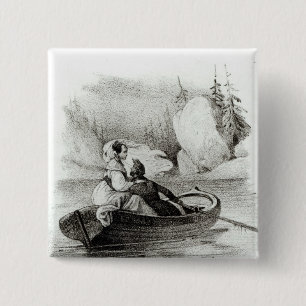 Alphonse de Lamartine  and Elvire 15 Cm Square Badge