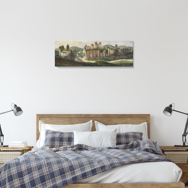 Alphonse Dousse's Caerphilly Castle Canvas Print (Insitu(Bedroom))