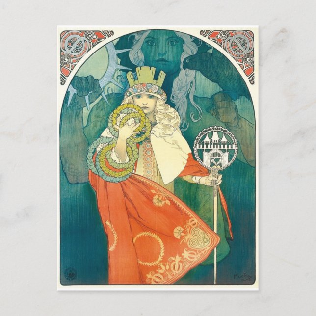 Alphonse Maria Mucha ~ Art Nouveau Postcard (Front)