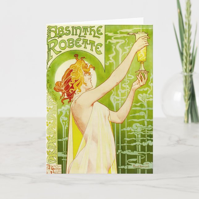 Alphonse Mucha Absinthe Robette Greeting Card (Front)