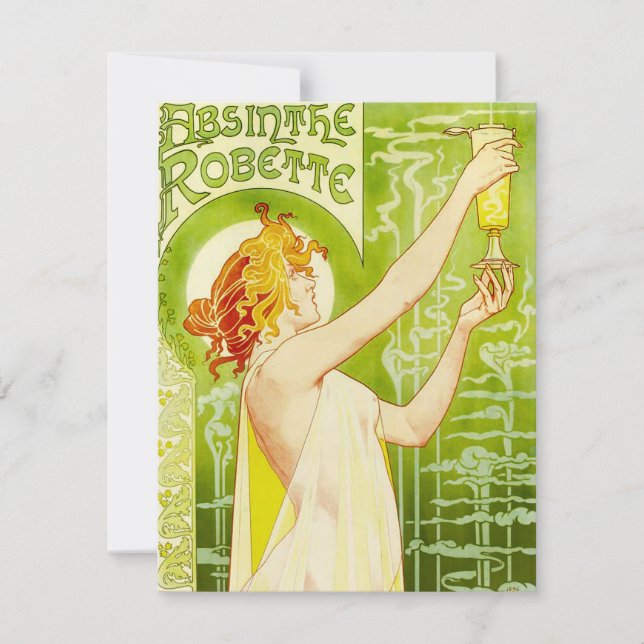Alphonse Mucha Absinthe Robette Invitations (Front)