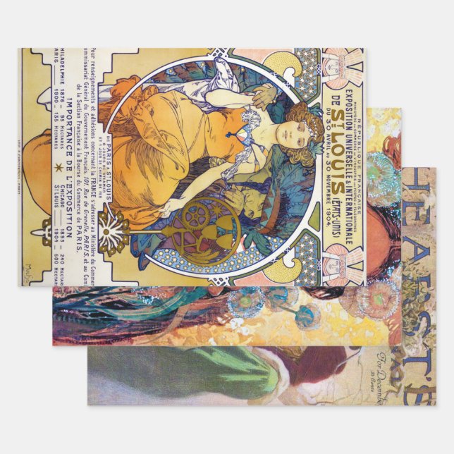Alphonse Mucha, American Works Wrapping Paper Sheet (Set)