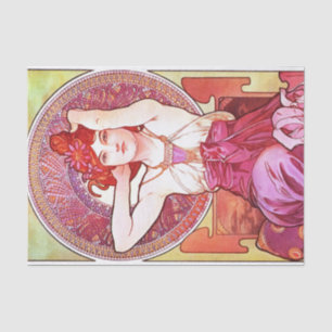 Alphonse Mucha Amethyst Floral Vintage Art Nouveau Tissue Paper