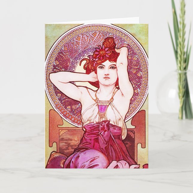 Alphonse Mucha Amethyst Greeting Card (Front)