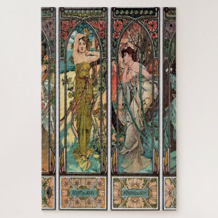 Alphonse Mucha art, art nouveau,vintage,females,be Jigsaw Puzzle