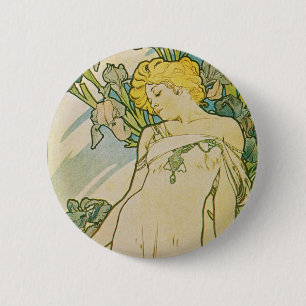 Alphonse Mucha Art Deco 6 Cm Round Badge