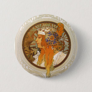 Alphonse Mucha Art Deco 6 Cm Round Badge