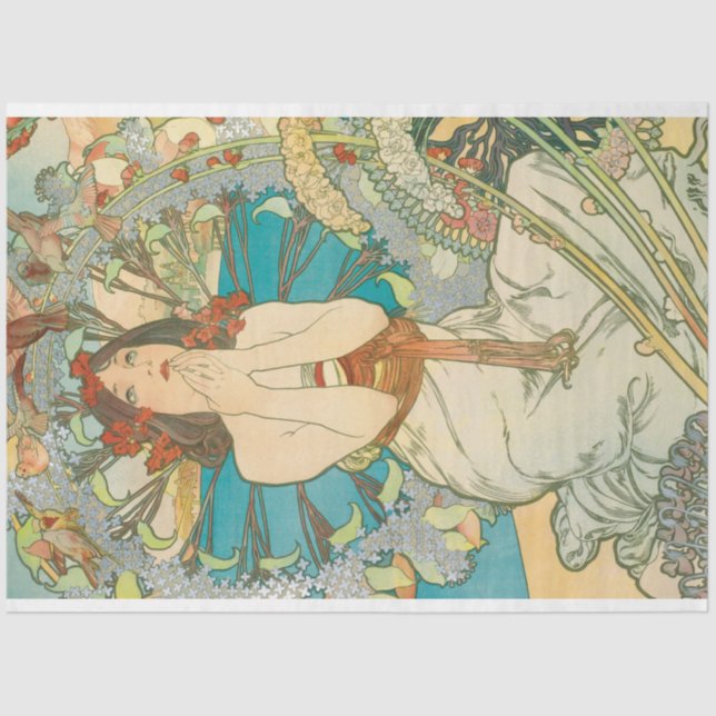 Alphonse Mucha Art Deco Art Nouveau Decoupage Tissue Paper (Front)