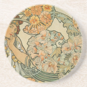 Alphonse Mucha Art Deco Coaster