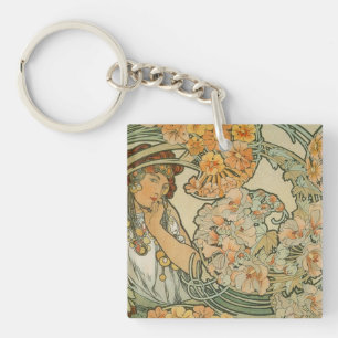 Alphonse Mucha Art Deco Key Ring