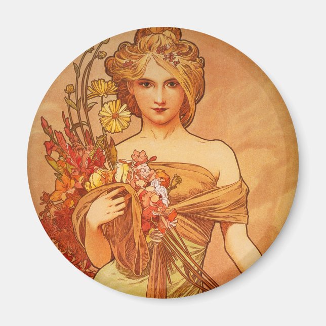 Alphonse Mucha Art Deco Magnet (Front)