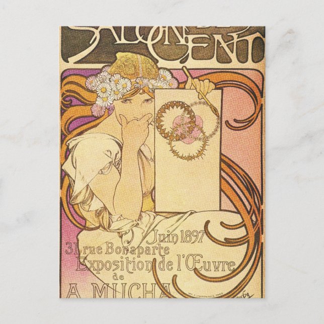 Alphonse Mucha Art Deco Postcard (Front)