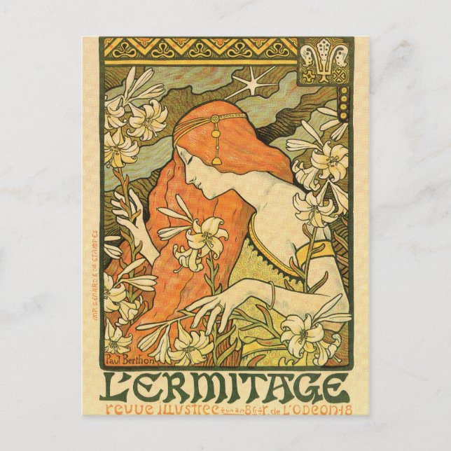 Alphonse Mucha Art Deco Postcard (Front)