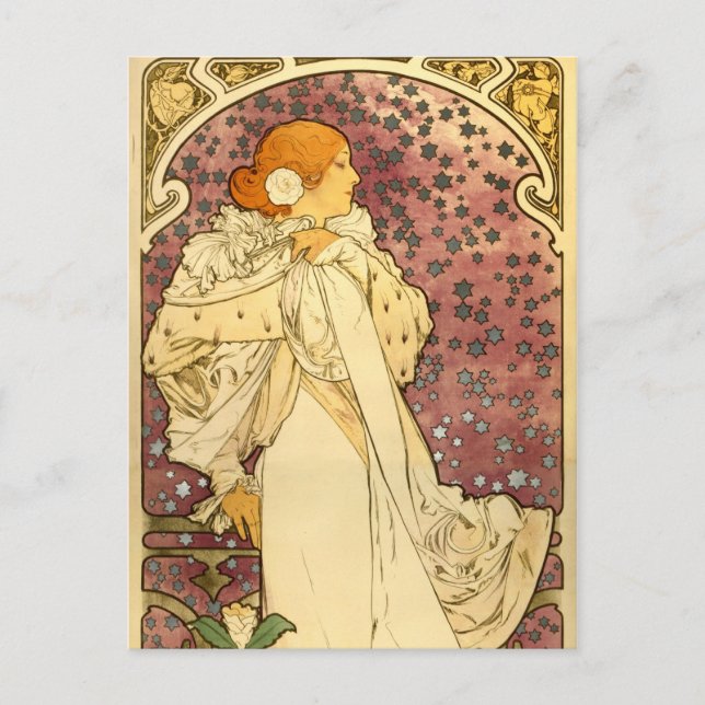 Alphonse Mucha Art Deco Postcard (Front)