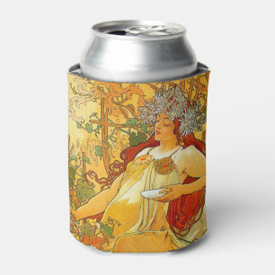Alphonse Mucha Art Nouveau Autumn Can Cooler