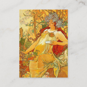 Alphonse Mucha Art Nouveau Autumn Enclosure Card