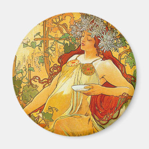 Alphonse Mucha Art Nouveau Autumn Magnet