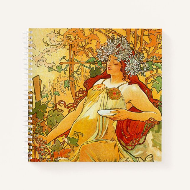 Alphonse Mucha Art Nouveau Autumn Notebook (Front)