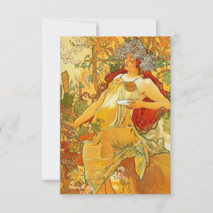 Alphonse Mucha Art Nouveau Autumn RSVP Card