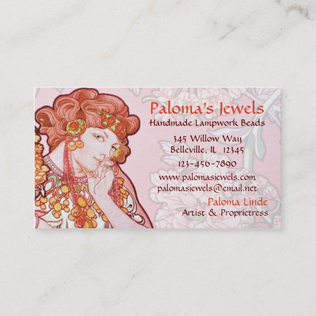 Alphonse Mucha Art Nouveau Business Cards (Front)