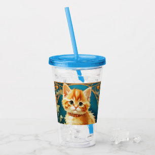 Alphonse Mucha Art Nouveau Cat Acrylic Tumbler