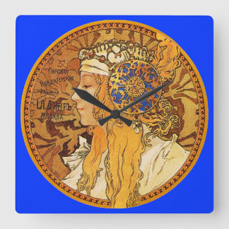 Alphonse Mucha Art Nouveau Clock