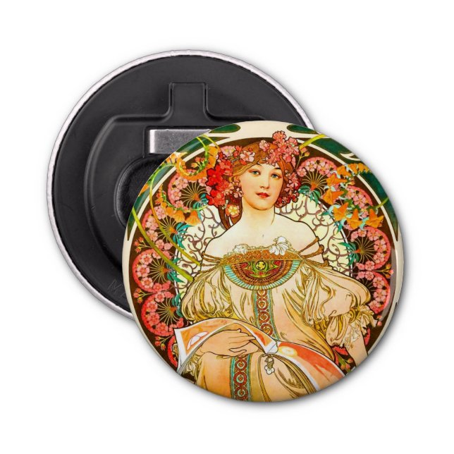 Alphonse Mucha Art Nouveau Daydream Bottle Opener (Front)