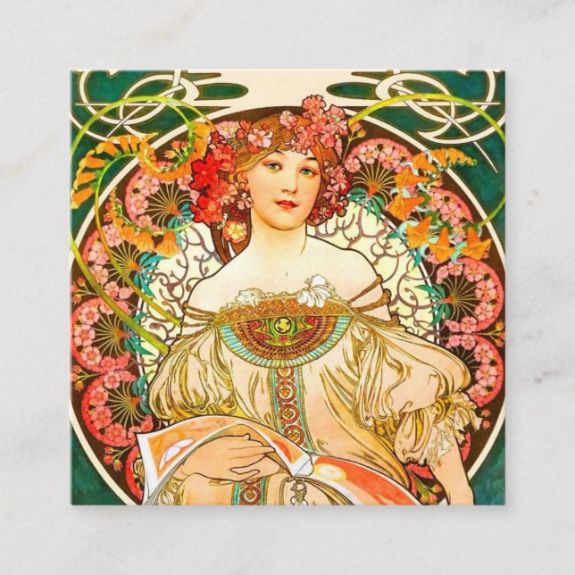 Alphonse Mucha Art Nouveau Daydream Enclosure Card (Front)