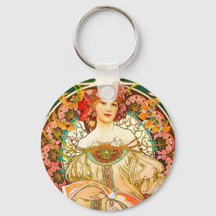 Alphonse Mucha Art Nouveau Daydream Key Ring