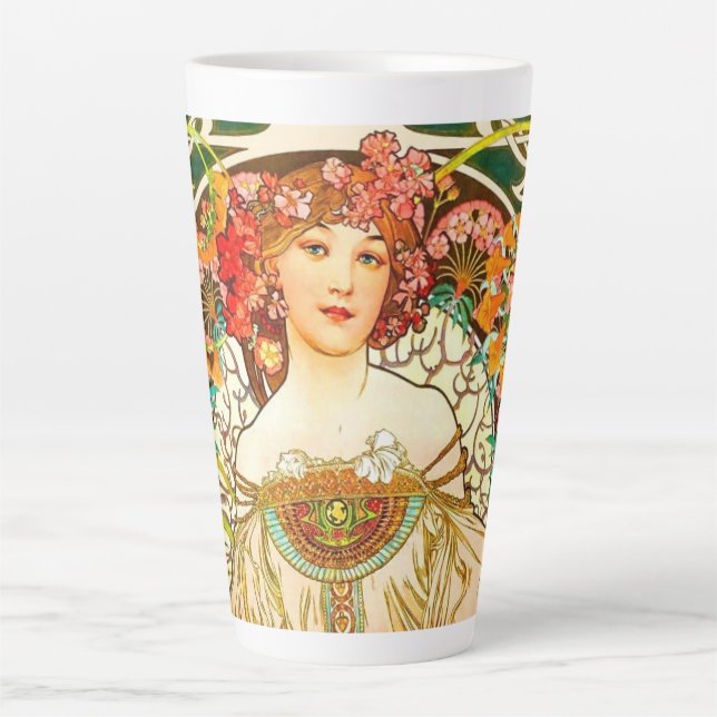 Alphonse Mucha Art Nouveau Daydream Latte Mug (Front)
