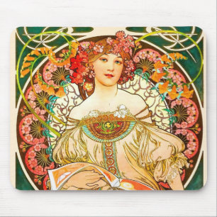 Alphonse Mucha Art Nouveau Daydream Mouse Mat