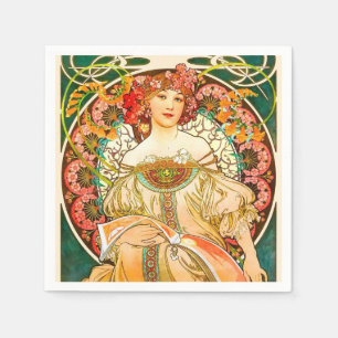 Alphonse Mucha Art Nouveau Daydream Napkin