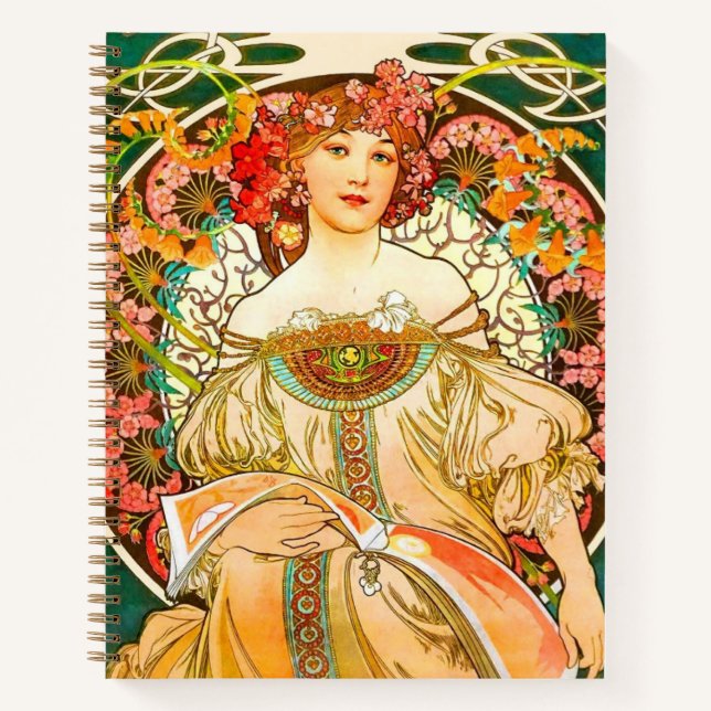 Alphonse Mucha Art Nouveau Daydream Notebook (Front)