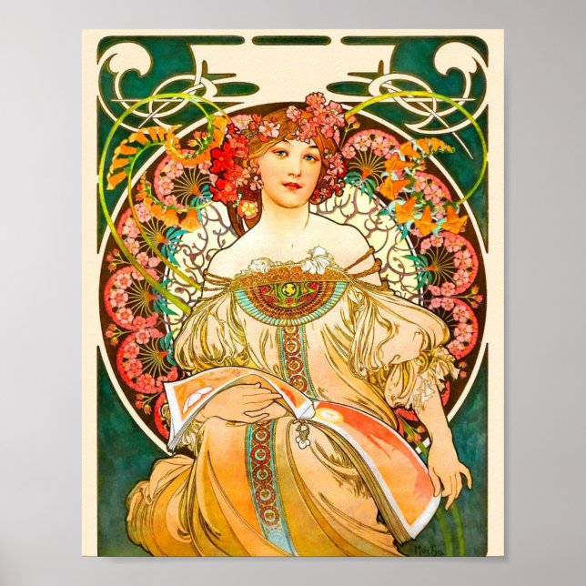 Alphonse Mucha Art Nouveau Daydream Poster (Front)