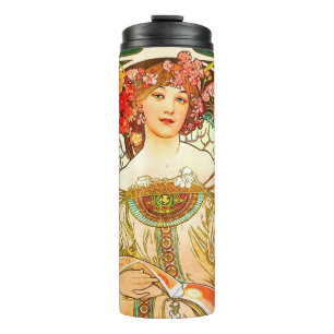 Alphonse Mucha Art Nouveau Daydream Thermal Tumbler