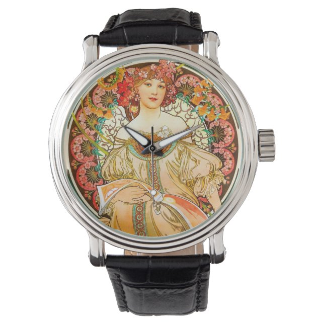 Alphonse Mucha Art Nouveau Daydream Watch (Front)