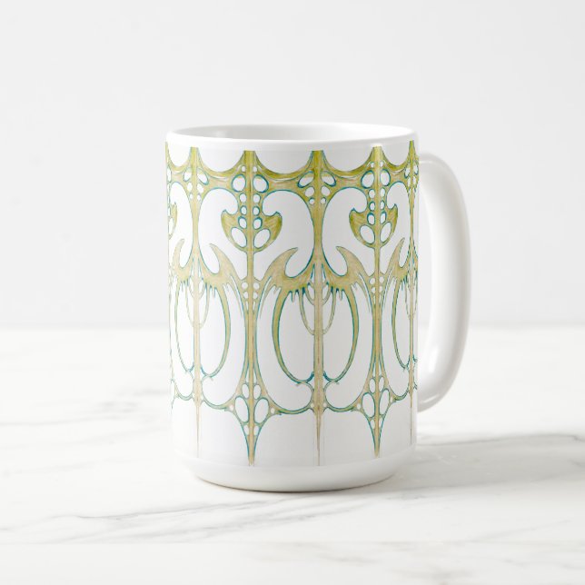 Alphonse Mucha art nouveau decorative abstract art Coffee Mug (Front Right)