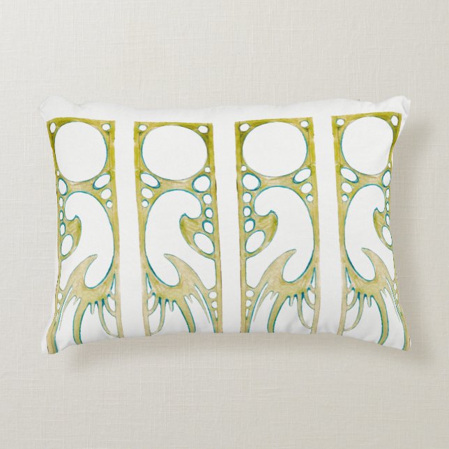 Alphonse Mucha art nouveau decorative frame stripe Decorative Cushion (Front)