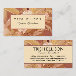 Alphonse Mucha Art Nouveau Floral Detail Business Card