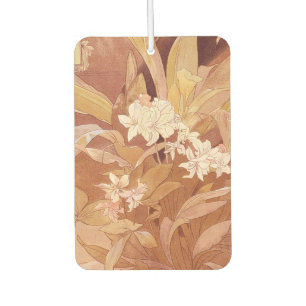 Alphonse Mucha Art Nouveau Floral Detail Car Air Freshener