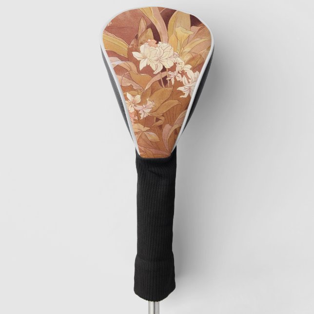 Alphonse Mucha Art Nouveau Floral Detail Golf Head Cover (Front)