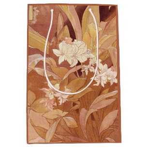 Alphonse Mucha Art Nouveau Floral Detail Medium Gift Bag