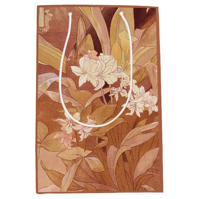 Alphonse Mucha Art Nouveau Floral Detail Medium Gift Bag (Front)