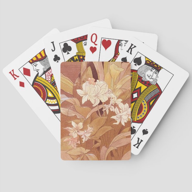 Alphonse Mucha Art Nouveau Floral Detail Playing Cards (Back)
