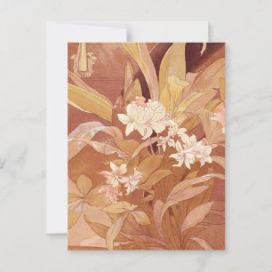Alphonse Mucha Art Nouveau Floral Detail Postcard