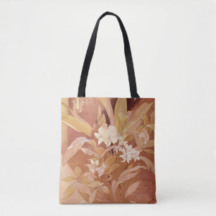 Alphonse Mucha Art Nouveau Floral Detail Tote Bag