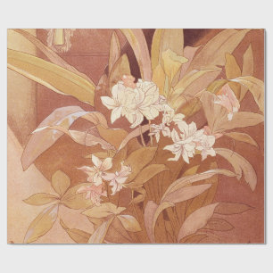 Alphonse Mucha Art Nouveau Floral Detail Wrapping Paper