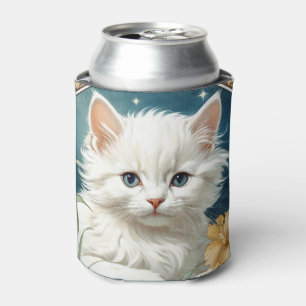 Alphonse Mucha Art Nouveau Kitten Can Cooler