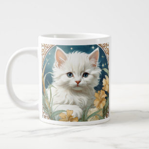 Alphonse Mucha Art Nouveau Kitten Large Coffee Mug